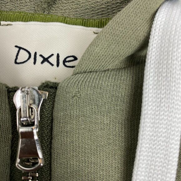 DIXIE WOMEN'S Army Green Oversized Full Zip Drawstring Hoodie with Pockets US S - Picture 7 of 8